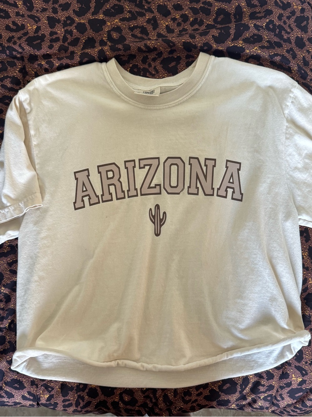 Arizona Graphic Tee in Cream with Brown Print